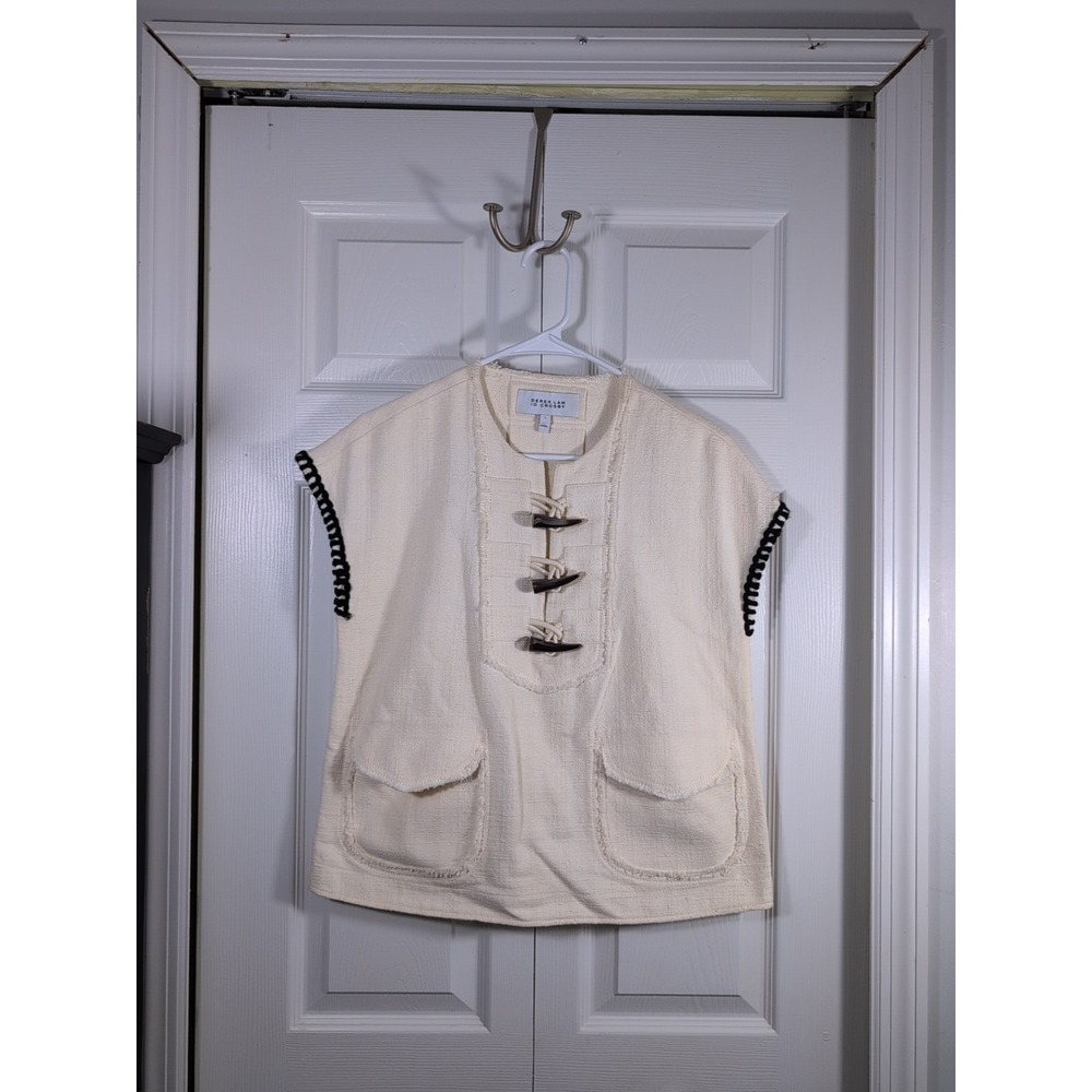 Derek Lam 10 Crosby Cream Textured Cropped Sleeve Shirt Size 4
